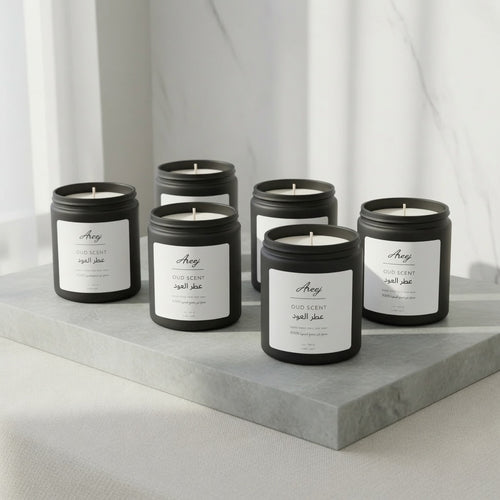 Six-pack of Areej oud scented candles - sale